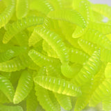 50PCS 2cm 0.3g maggot Grub Soft Lure Baits smell Worms Glow Shrimps