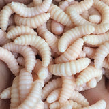 50PCS 2cm 0.3g maggot Grub Soft Lure Baits smell Worms Glow Shrimps