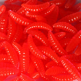 50PCS 2cm 0.3g maggot Grub Soft Lure Baits smell Worms Glow Shrimps