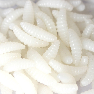 50PCS 2cm 0.3g maggot Grub Soft Lure Baits smell Worms Glow Shrimps